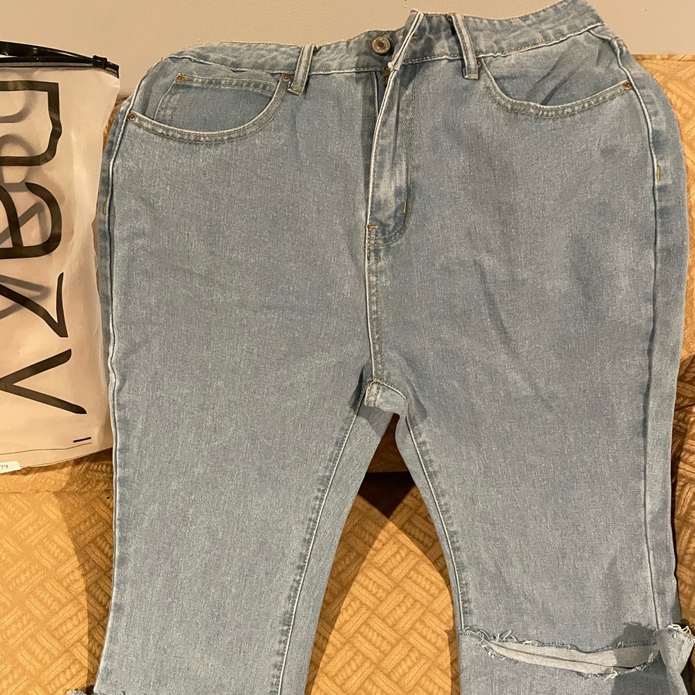 Shein Dazy brand light wash high wasted wide legs jeans size XXL (8)